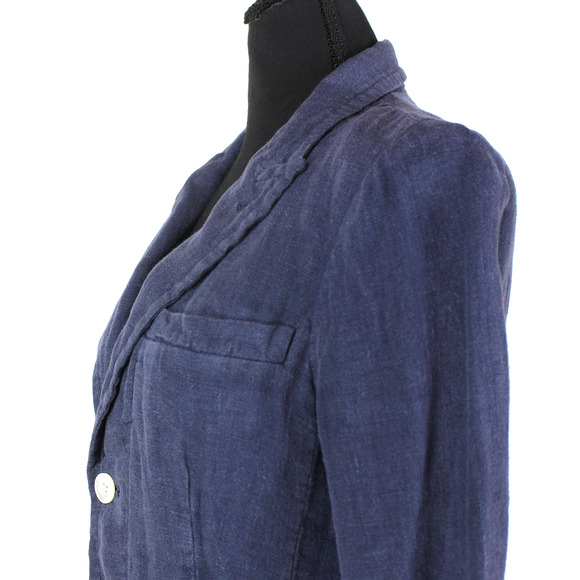 Alex Mill Linen Boy Blazer NEW Navy Blue Relaxed Single Breasted Jacket XS - Picture 4 of 9